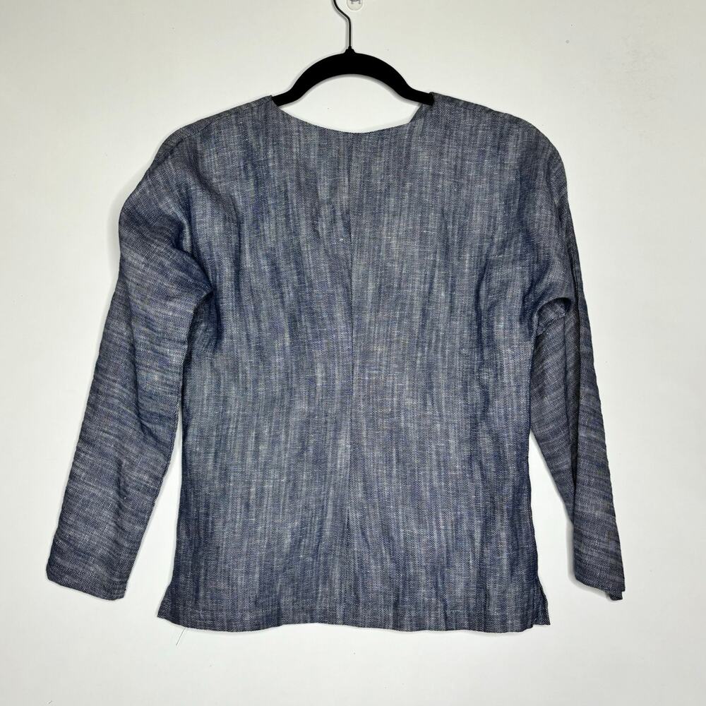 Loup Lila Blue Chambray Linen Blend Button Down Top XS - Picture 10 of 10